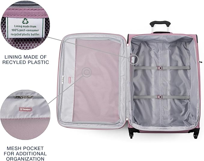 Travelpro Maxlite 5 ソフトサイド 拡張可能 スピナーホイール付きスーツケース 4輪 軽量 男女兼用 オーキッドピンクパープル チェックインLサイズ 29インチ