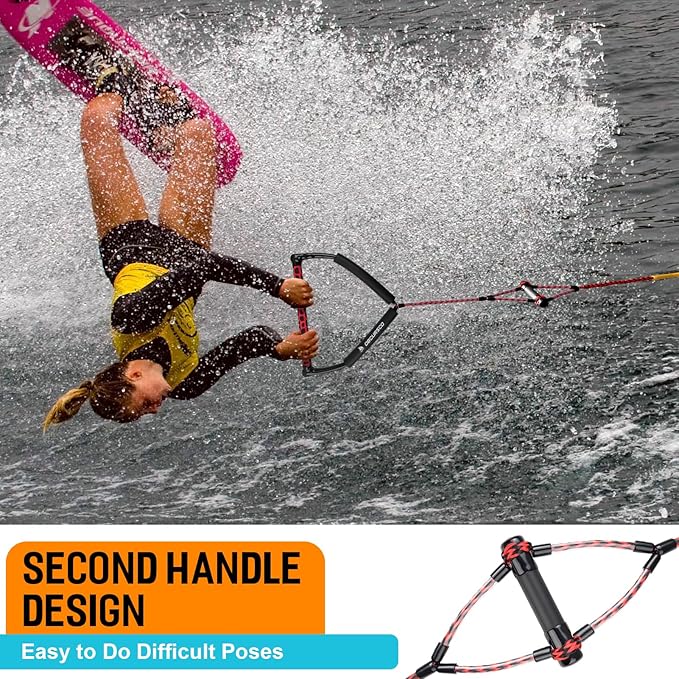 Obcursco 75FT Wakeboard Rope, Water Ski Ropes with EVA Handle for Water Skiing, Wakeboard, Kneeboard
