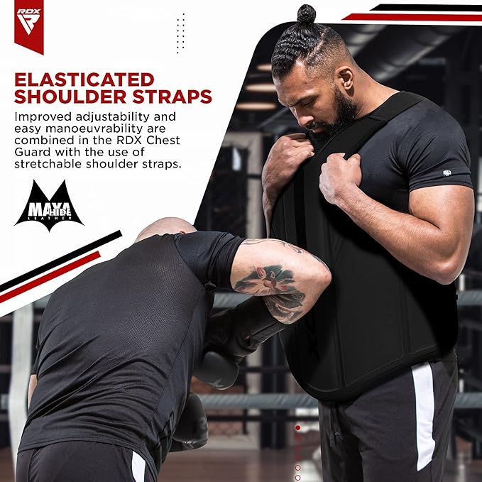 RDX Boxing Body Protector, MMA Kickboxing Muay Thai Boxing Chest Guard, Sparring Training Heavy Punching, Kara Adjustable Strike Shield, Martial Arts Upper Body Ribs Protection Pad, Taekwondo Vest