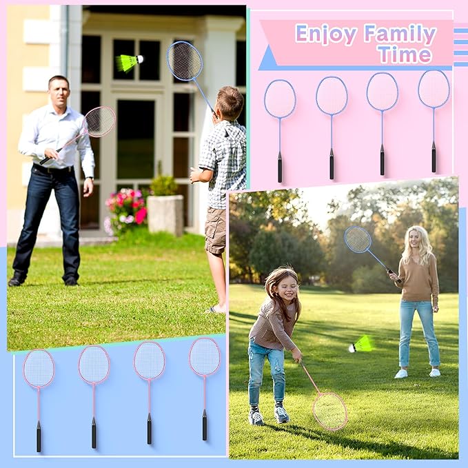 12 Pack Badminton Rackets Set Including Badminton Racquets, Nylon Shuttlecocks and Carry Bag for Outdoor Backyard Games Beginners