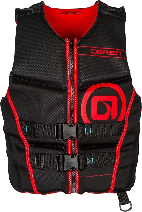 O'Brien Flex V-Back ライフジャケット – 沿岸警備隊承認済み大人用ライフベスト、フレックスフィットデザイン、軽量フォーム、フロントジップクロージャー、ウォータースポーツ、ボート、ジェットスキー用