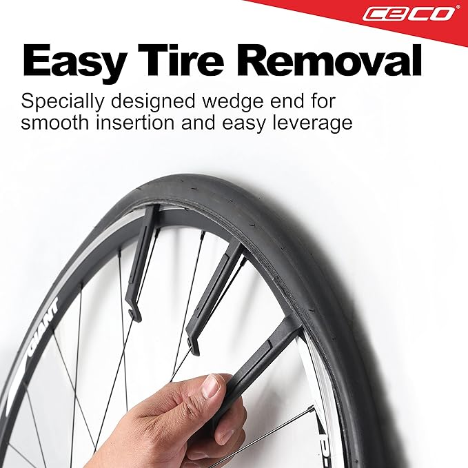 CECO USA Bicycle Tire Removal Lever, 3 Piece Set, Easy to Use, Slim, Compact, Lightweight, Nylon Reinforced with Glass Fiber for Strength