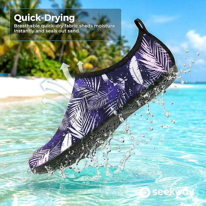 SEEKWAY Water Shoes Women Men Adult Quick-Dry Aqua Socks Barefoot Non Slip for Beach Swim River Pool Lake surf Black SK002(U)