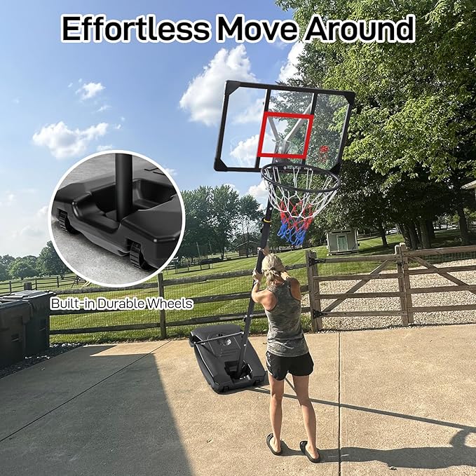 Kids Basketball Hoop Outdoor 4.82-8.53ft Adjustable, Portable Basketball Hoops & Goals for Kids/Teenagers/Youth in Backyard/Driveway/Indoor, with Enlarged Base and PC Backboard