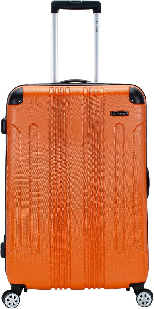 Rockland London Hardside Expandable Spinner Wheel Luggage, Orange, Checked-Large 28-Inch