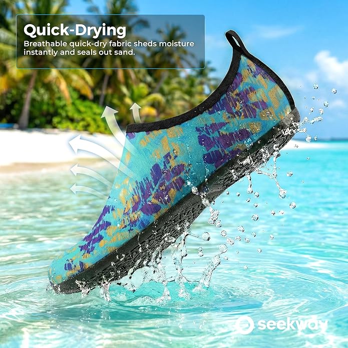 SEEKWAY Water Shoes Women Men Adult Quick-Dry Aqua Socks Barefoot Non Slip for Beach Swim River Pool Lake surf Black SK002(U)