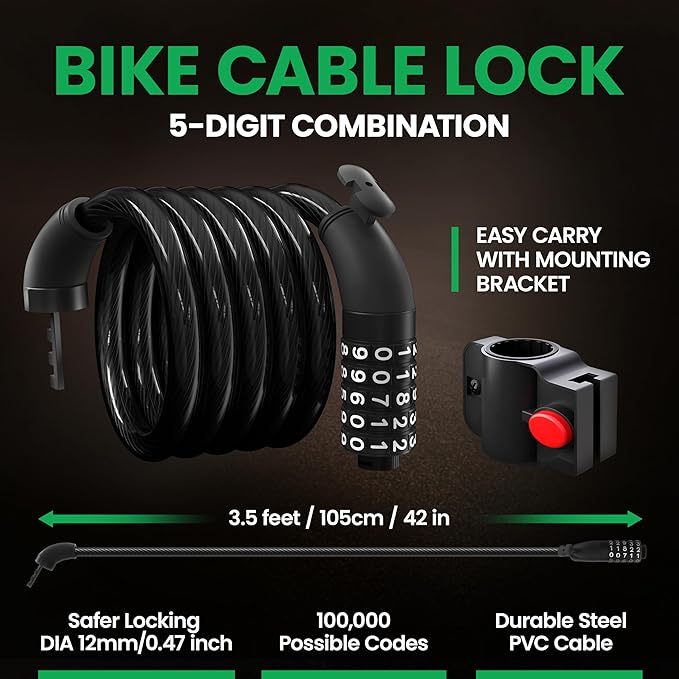 Bike Lights Set, LED Super Bright USB-C Rechargeable Headlight & Taillight, Waterproof Front & Rear Back Bicycle Light for Night Riding, Road & Mountain Cycling