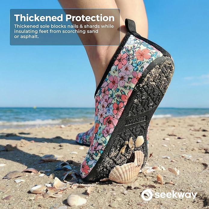 SEEKWAY Water Shoes Women Men Adult Quick-Dry Aqua Socks Barefoot Non Slip for Beach Swim River Pool Lake surf Black SK002(U)