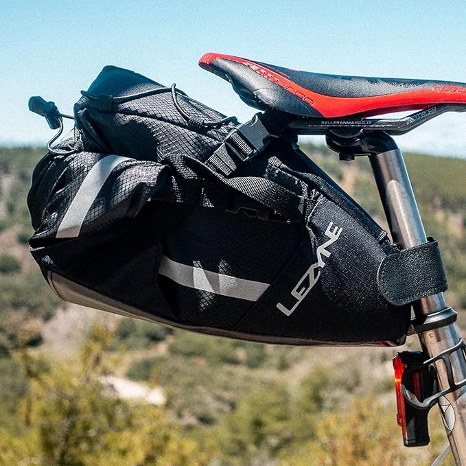 LEZYNE Caddy Bike Saddle Bag - Durable Nylon Cycling Storage Bag with Velcro/Quick Release Mount, Reflective Accents, Water-Resistant Zipper for Road Bikes & Commuters