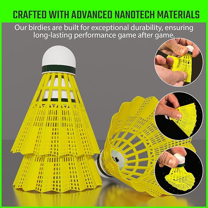 EAGLES LED Badminton Shuttlecocks - Lighting Birdies, Nylon Glow in The Dark Light Up Birdie Balls for Outdoor Baseball Practice 11 Pack or 5 Pack Plastic Birdies for Indoor Sports