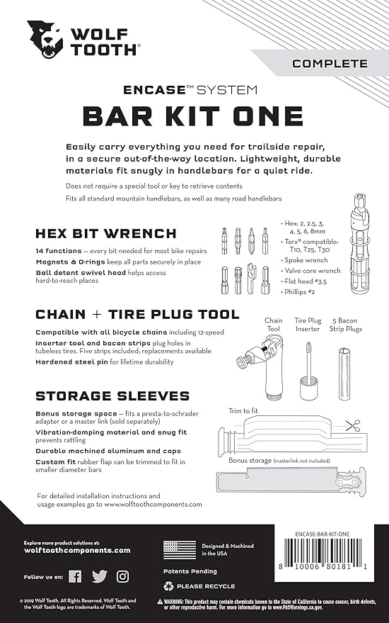 Wolf Tooth Components Encase System Bar Kit One Black, One Size