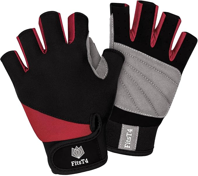FitsT4スポーツ ハーフフィンガーパッド入りパームグローブ ダイビング、セーリング、ジェットスキー、スタンドアップボード、カヤック、水上スキー用 男女兼用