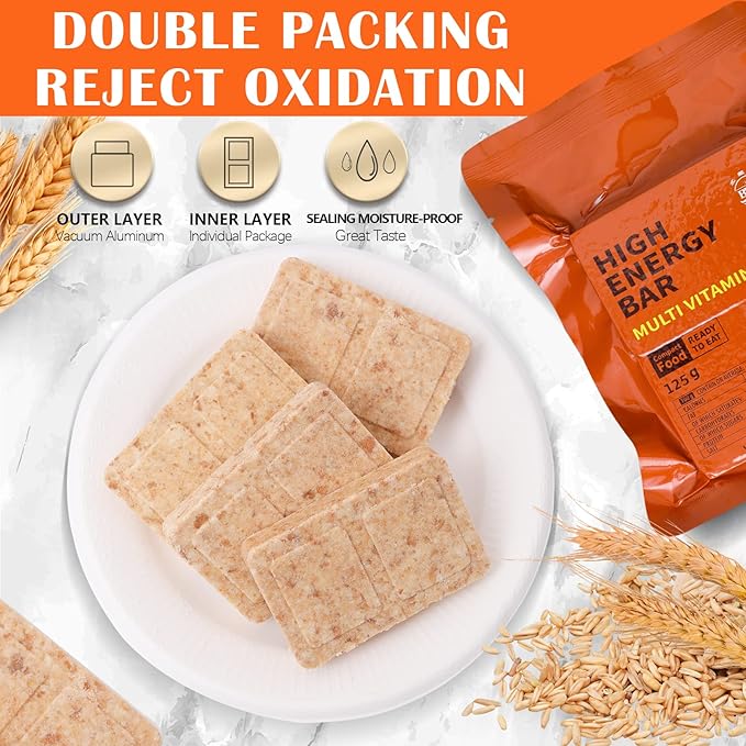 Emergency Food Ration Bars, Multi Vitamin Flavor Survival Tabs Supply for Outdoor Camping Emergency Snowstorm Earthquake Disaster Preparedness Kit With Long Self Life 12 Count，Multi Vitamins