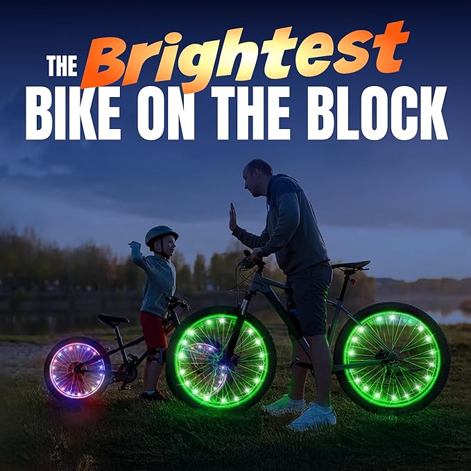 Activ Life LED Bike Wheel Lights with Batteries Included! Get 100% Brighter and Visible from All Angles for Ultimate Safety & Style (1 Tire Pack)