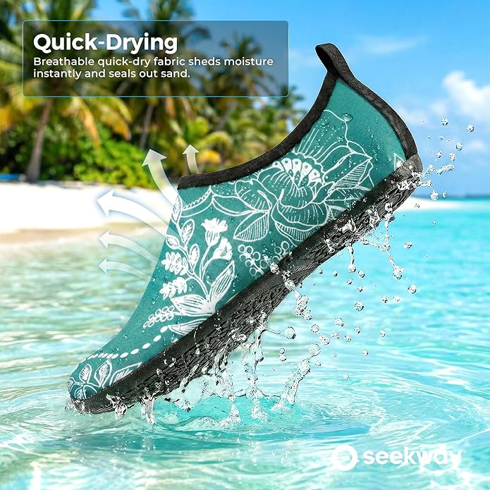 SEEKWAY Water Shoes Women Men Adult Quick-Dry Aqua Socks Barefoot Non Slip for Beach Swim River Pool Lake surf Black SK002(U)
