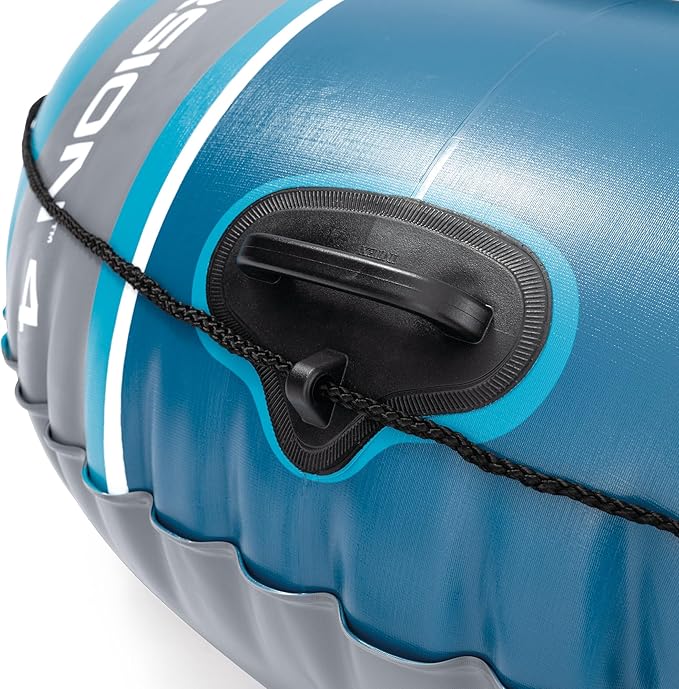 INTEX 66324EP Excursion 4 Inflatable Boat Set: Includes Deluxe 54in Aluminum Oars and High-Output Pump – Adjustable Seats with Backrest – Fishing Rod Holders – 4-Person – 1100lb Weight Capacity