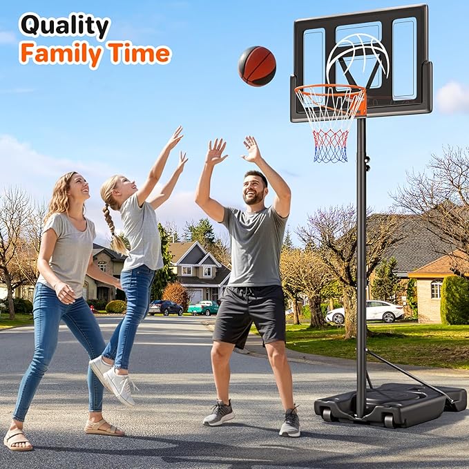 Basketball Hoop Outdoor 10ft Adjustable, Portable Basketball Hoop Goal System for Kids Youth and Adults in Backyard/Driveway/Indoor, 44 Inch Shatterproof Backboard and Larger Base