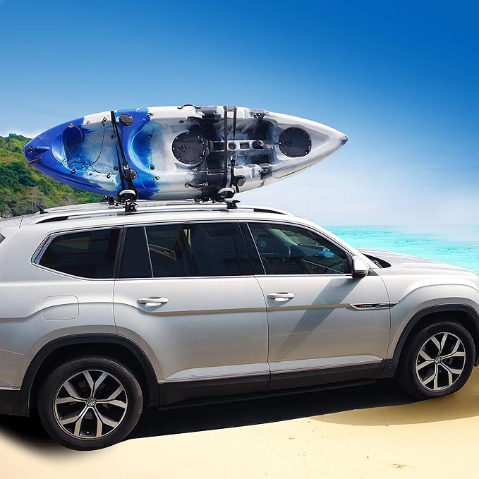 ARTIPOLY Kayak Roof Rack for 2 Kayaks, 4-in-1 Multifunction Bilateral Kayak & Canoe Car Racks J-Bar with Paddle Holder for Easy Mount Kayak/Surf/Ski/Canoe/SUP on SUV, Car and Truck Crossbar