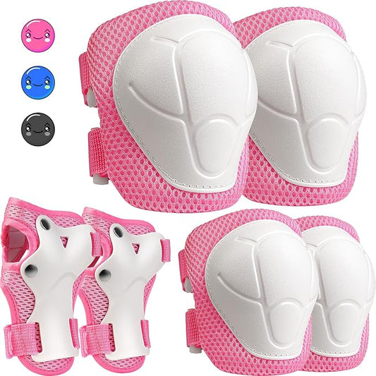 Kids Protective Gear Set, Knee and Elbow Pads with Wrist Guards for Ages 3-8 Year Toddler, 3 in 1 Enhanced Material Protective for Skating Cycling Bike Roller Scooter, Includes Organizer Bag