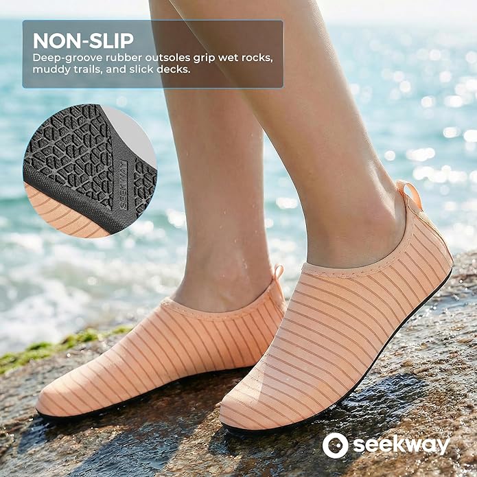 SEEKWAY Water Shoes Women Men Adult Quick-Dry Aqua Socks Barefoot Non Slip for Beach Swim River Pool Lake surf Black SK002(U)