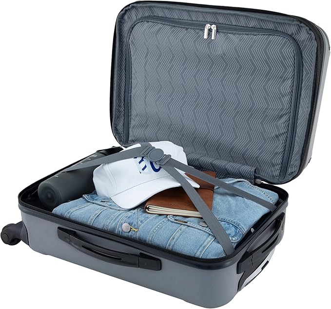 Travelers Club Chicago Hardside Expandable Spinner Luggage, Charcoal, 22インチ機内持ち込み可能