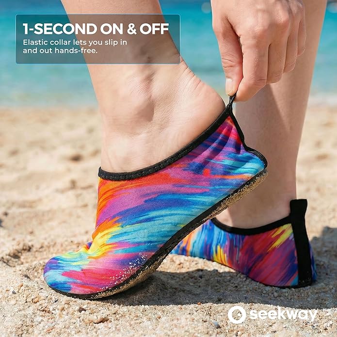 SEEKWAY Water Shoes Women Men Adult Quick-Dry Aqua Socks Barefoot Non Slip for Beach Swim River Pool Lake surf Black SK002(U)
