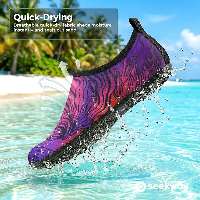 SEEKWAY Water Shoes Women Men Adult Quick-Dry Aqua Socks Barefoot Non Slip for Beach Swim River Pool Lake surf Black SK002(U)