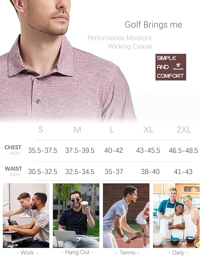 TELALEO メンズポロシャツ 4/5枚パック 速乾性 半袖 ゴルフTシャツ パフォーマンス 吸湿発散性 カジュアル ワークアウト