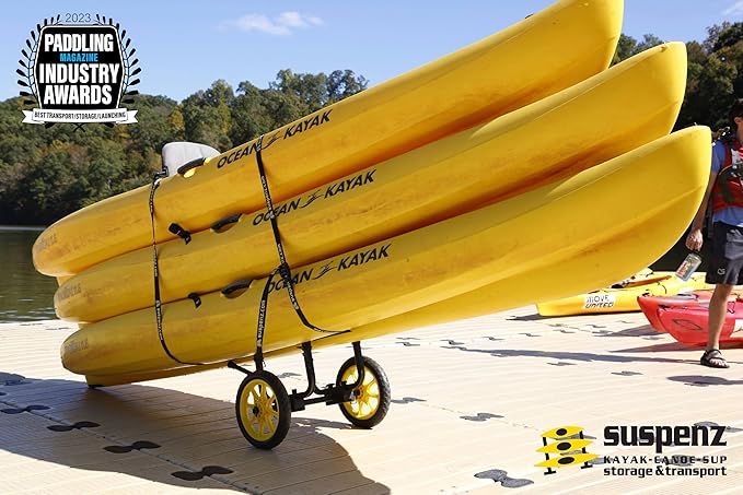 Suspenz Fishing Kayak Cart Trolley | Heavy Duty Canoe Carrier Trailer with Adjustable Bi-Directional Bunker Bars and Airless Wheels | Catch-All Universal Airless Cart (22-9909)