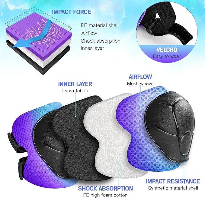 Wemfg Kids Protective Gear Set Knee Pads for Kids 3-14 Years Toddler Knee and Elbow Pads with Wrist Guards 3 in 1 for Skating Cycling Bike Rollerblading Scooter