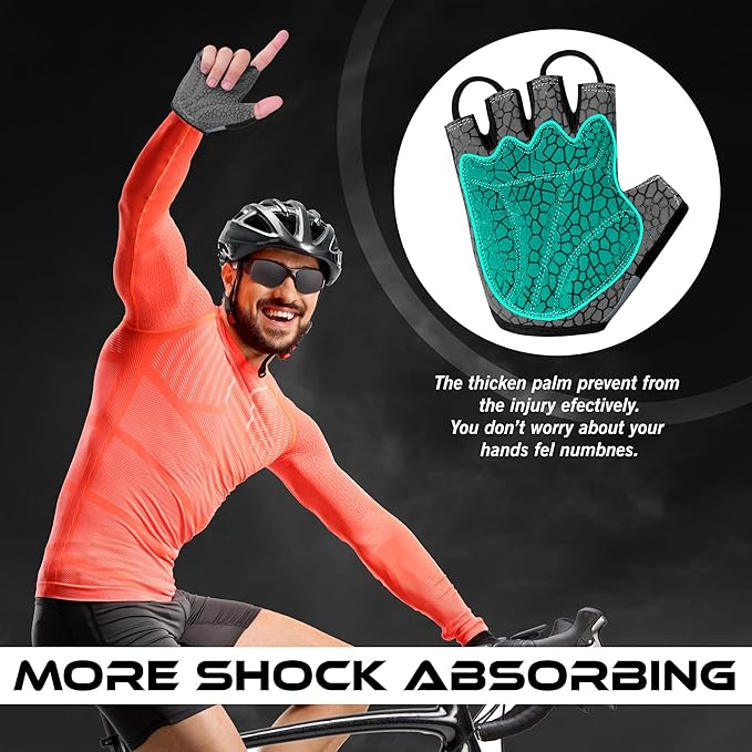 WESTWOOD FOX Cycling Gloves Half Finger Unisex Padded Grips Palm Bicycle Summer MTB Bike Gloves for Men Women Non-Slip Fingerless Short Mountain Bike Sports Hiking Climbing Gym