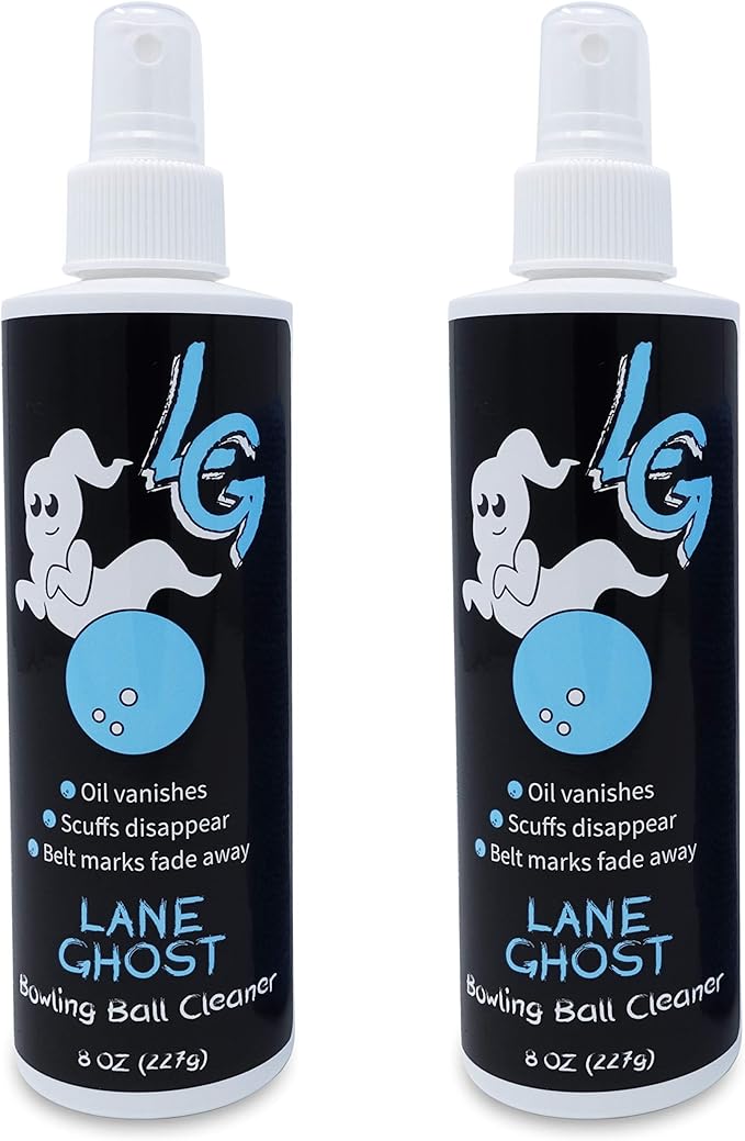 Lane Ghost Bowling Ball Cleaner Spray Kit - 2 Pack - USBC Approved - Oil, Scuff, and Belt Mark Cleaner - Restores Tack and Prolongs Lifespan of Ball