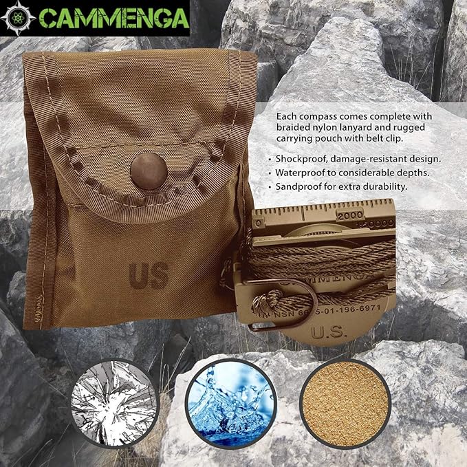 Cammenga 米国政府公認 トリチウム レンサティックコンパス 正確 防水 ハンディコンパス (ポーチ付き) ハイキング キャンプ ナビゲーション サバイバル バックパッキング オリエンテーリング