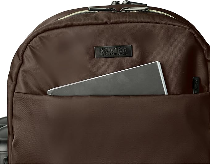 Kenneth Cole REACTION マディソン スクエア 軽量 ハードサイド シェブロン 拡張可能 スピナーラゲッジ チョコレートブラウン 2点セット (20インチ 機内持ち込み + ソフィー バックパック)