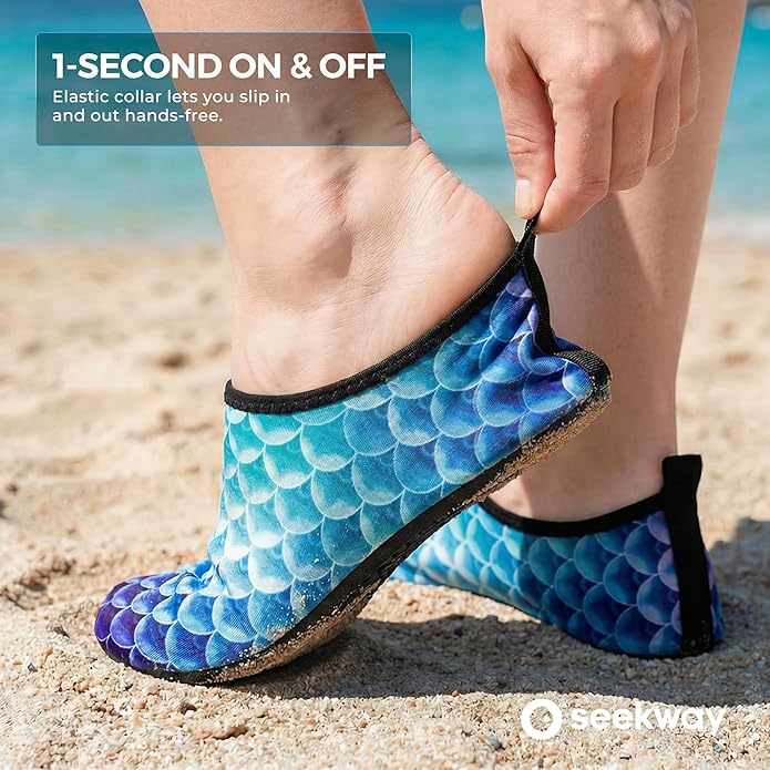 SEEKWAY Water Shoes Women Men Adult Quick-Dry Aqua Socks Barefoot Non Slip for Beach Swim River Pool Lake surf Black SK002(U)