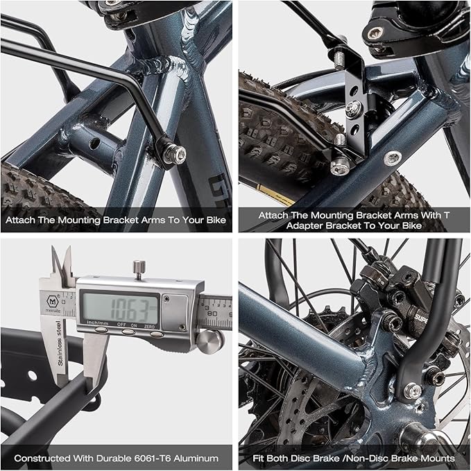CXWXC Rear Bike Rack - Bike Cargo Rack for Disc Brake/Non-Disc Brake Mount - 66lbs Bicycle Pannier Touring Carrier Rack for 26"-27.5” or 29" Frames