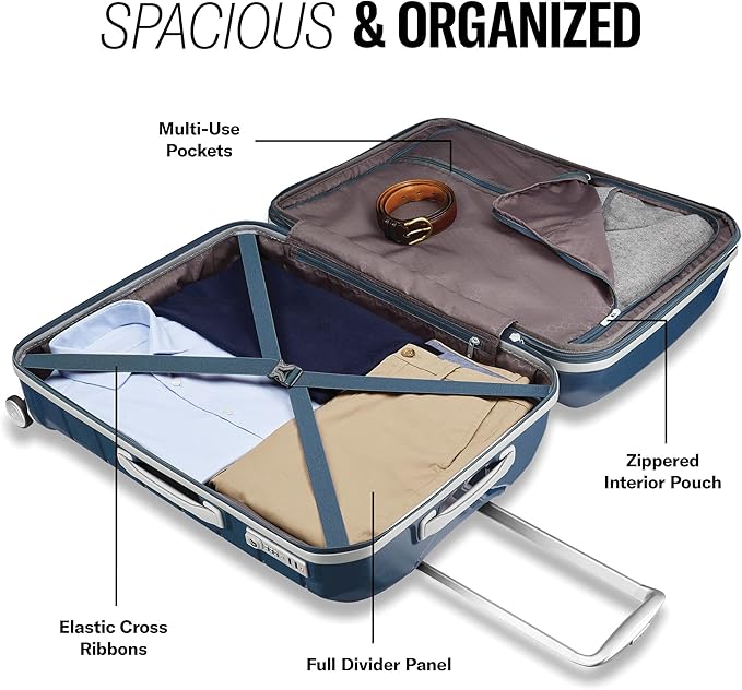 Samsonite Freeform 2-Piece Luggage Set - Carry-On & Large Checked Luggage with Dual Spinner Wheels - Durable Polypropylene Hardshell - TSA Lock, Airline-Approved - Expandable Hard Shell - Ocean Blue