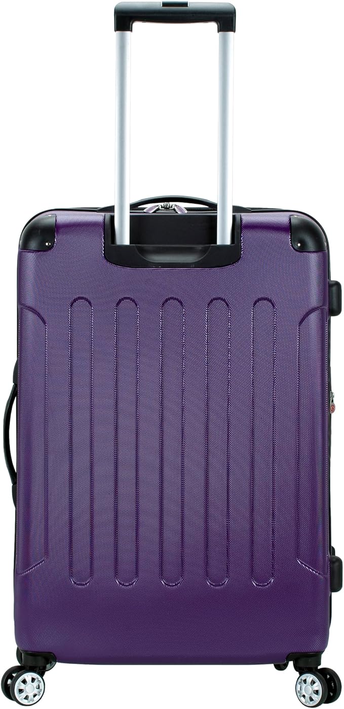 Rockland London ハードサイド 拡張可能 スピナーホイール 荷物 パープル チェック済み 大型 28インチ