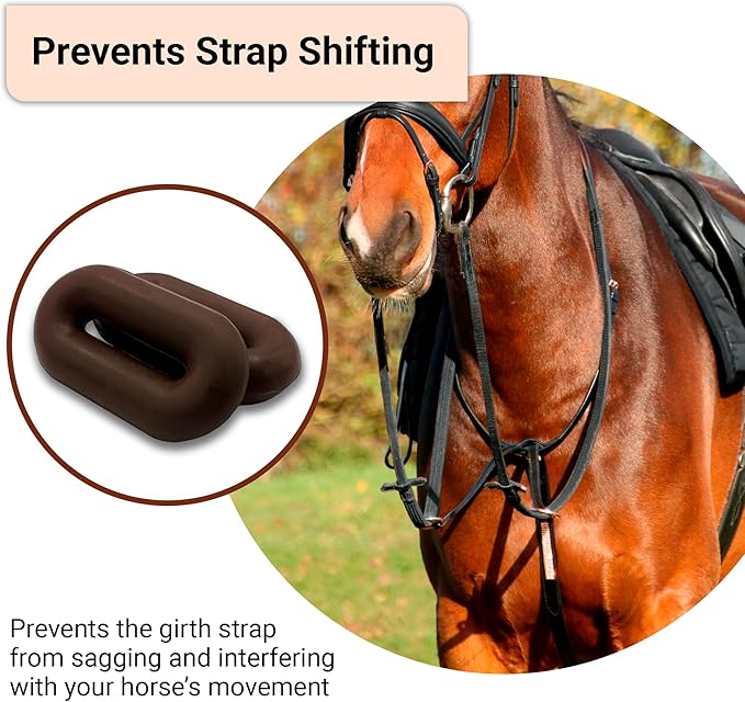 Horse Martingale Stopper, Rubber Rein Stopper for Horse Running and Standing Martingales (1 Pair, Brown)