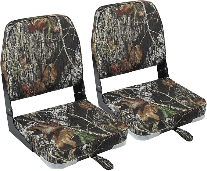 ERGOSEAT Folding Boat Seats Padded Camo Fishing Boat Chair with Backrest Marine Bass Jon Boat Seat