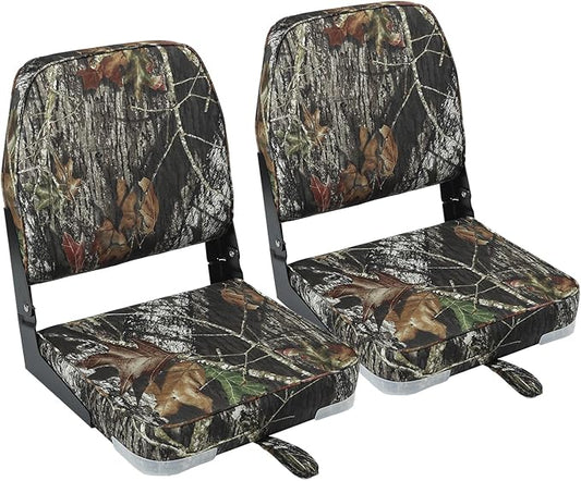 ERGOSEAT Folding Boat Seats Padded Camo Fishing Boat Chair with Backrest Marine Bass Jon Boat Seat