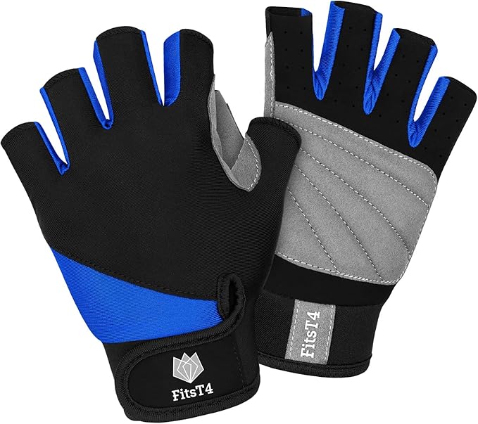 FitsT4スポーツ ハーフフィンガーパッド入りパームグローブ ダイビング、セーリング、ジェットスキー、スタンドアップボード、カヤック、水上スキー用 男女兼用
