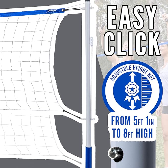 Franklin Sports Volleyball + Badminton Sets - Beach + Backyard Game Set - Volleyball, Pump, Badminton Rackets, Birdies, Net + Poles Included