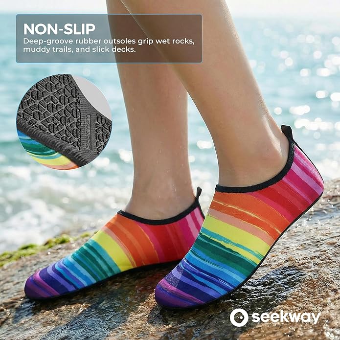 SEEKWAY Water Shoes Women Men Adult Quick-Dry Aqua Socks Barefoot Non Slip for Beach Swim River Pool Lake surf Black SK002(U)
