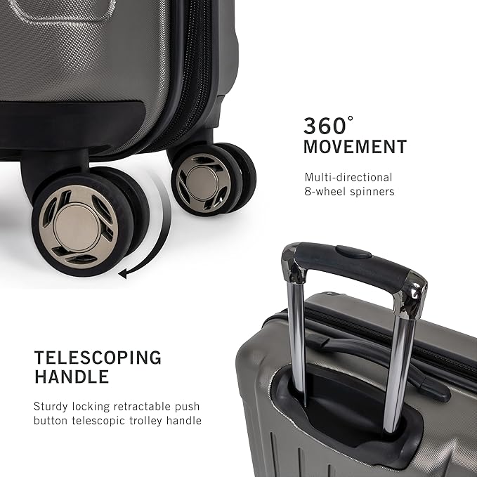 Kenneth Cole REACTION Renegade Luggage 拡張式 8輪スピナー 軽量 ハードサイド スーツケース シルバー 20インチ 機内持ち込み手荷物