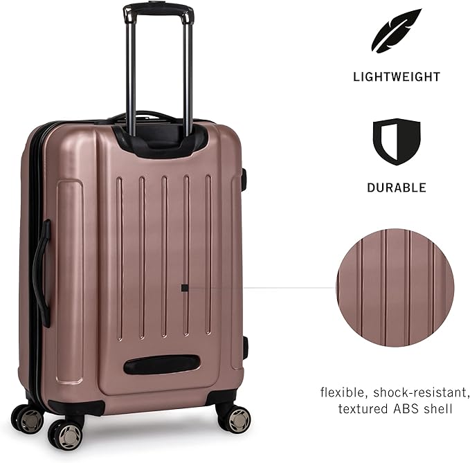 Kenneth Cole REACTION Renegade Luggage Expandable 8-Wheel Spinner Lightweight Hardside Suitcase, Rose Gold, 3-Piece Set (20"/24"/28")