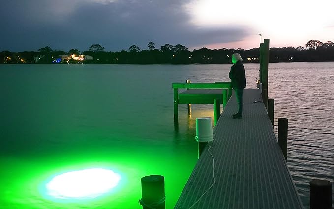 New Underwater Dock Fishing Light 110V with Extra Long 50ft Cord, 7500 Lumens, Made in Texas