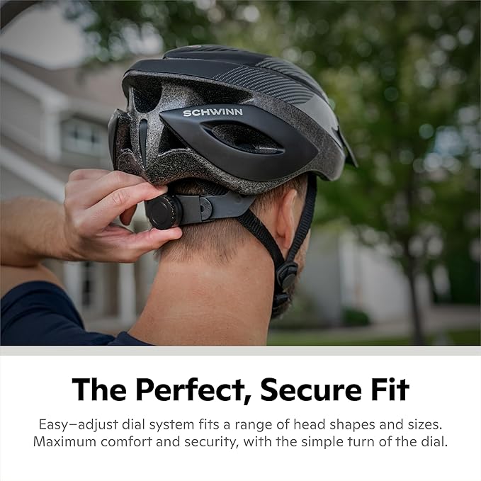 Schwinn Thrasher Helmet for Adults, Size 58-62 cm for Riders Ages 14+, Microshell, Adjustable Dial & Straps, Interior Padding, Air Vents, Visor, Adult Bike Helmet
