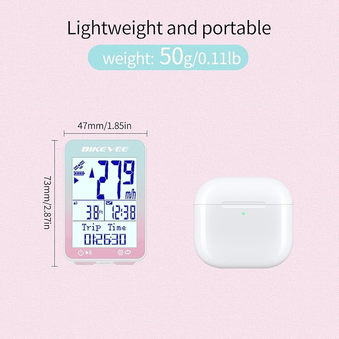 GPS Bike Computer Wireless Bicycle Speedometer Odometer 9 Languages Auto Backlight Auto Start Stop IPX7 Waterproof 2.4 Inch LCD Supports MPH KMH