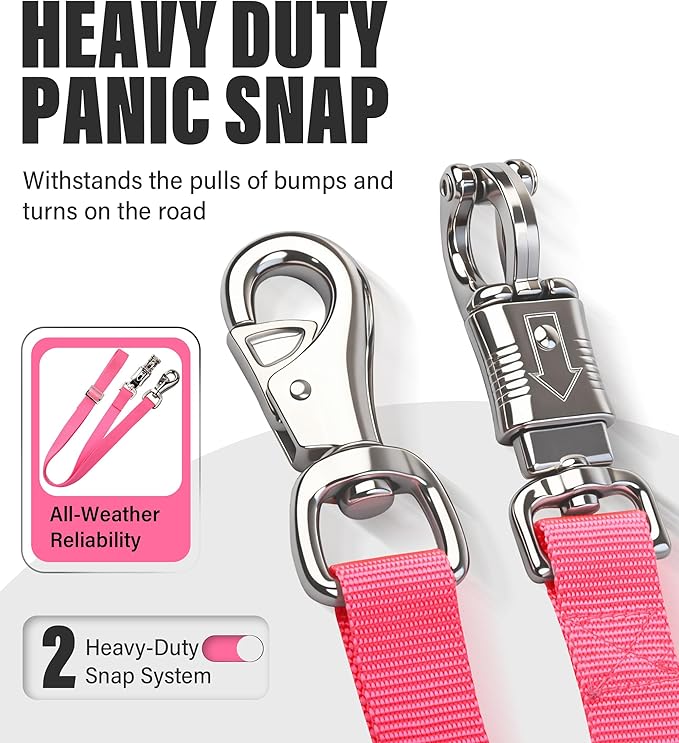 Cross Ties for Horse, Nylon Trailer Tie w/Quick-Release Panic Snap & Bull Snap Horse Trailer Accessories, Adjustable Length Range 42.5" to 73", Equestrian Supplies, Bright Pink